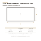 40 inch hammered brass undermount kitchen sink dimension drawing