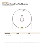 Dimension card for the brushed brass dish wall sconce, 12 in disc