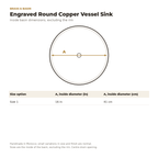 Inside diameter of the engraved round copper vessel sink