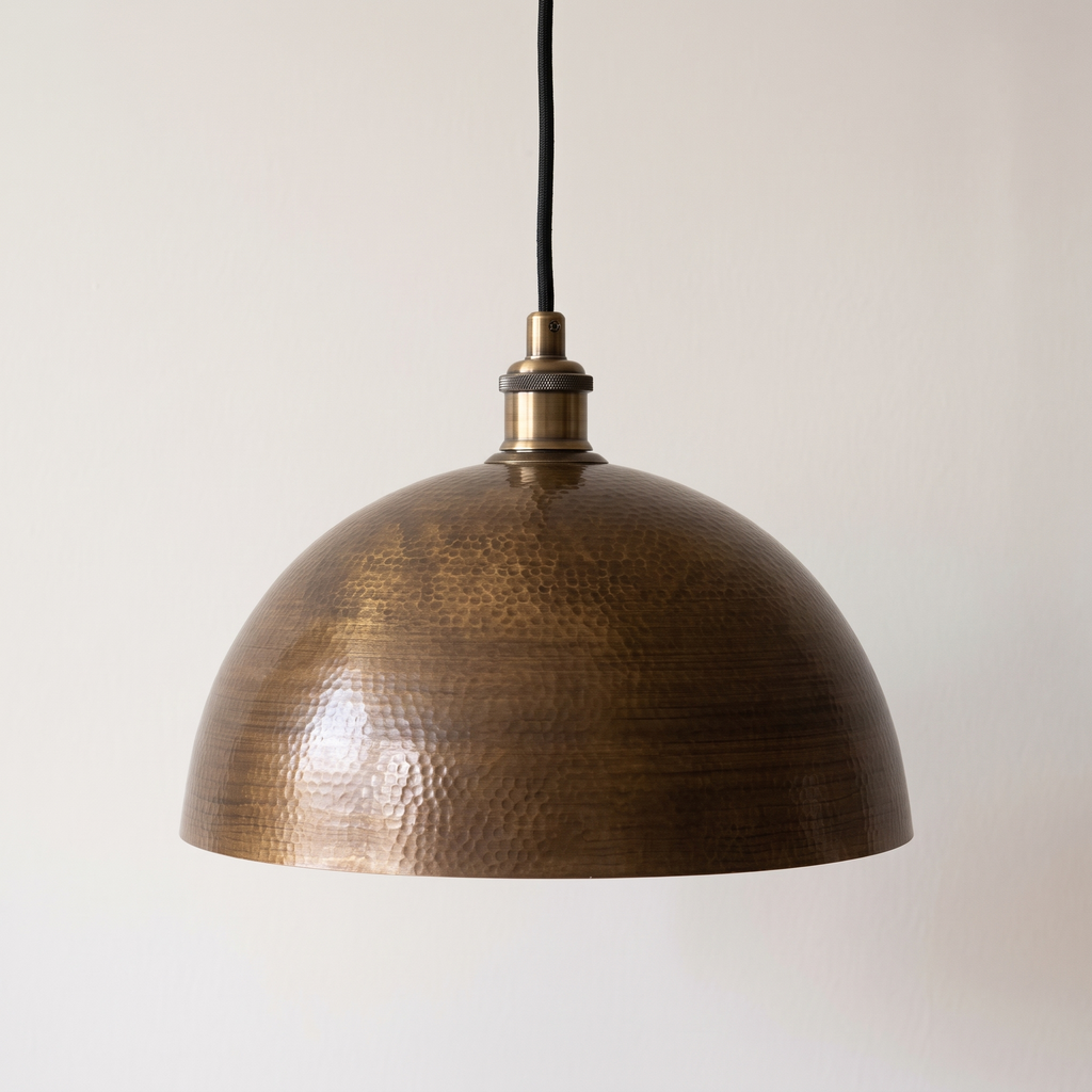 Hammered antique bronze brass dome pendant light
