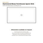 Hammered brass farmhouse apron sink top view drawing