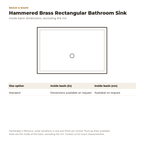 Top view outline of the rectangular brass sink, dimensions on request