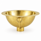 Hammered Round Brass Undermount Bathroom Sink on a white background