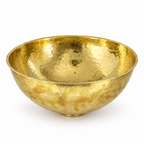 Hammered Round Brass Vessel Sink on a white background