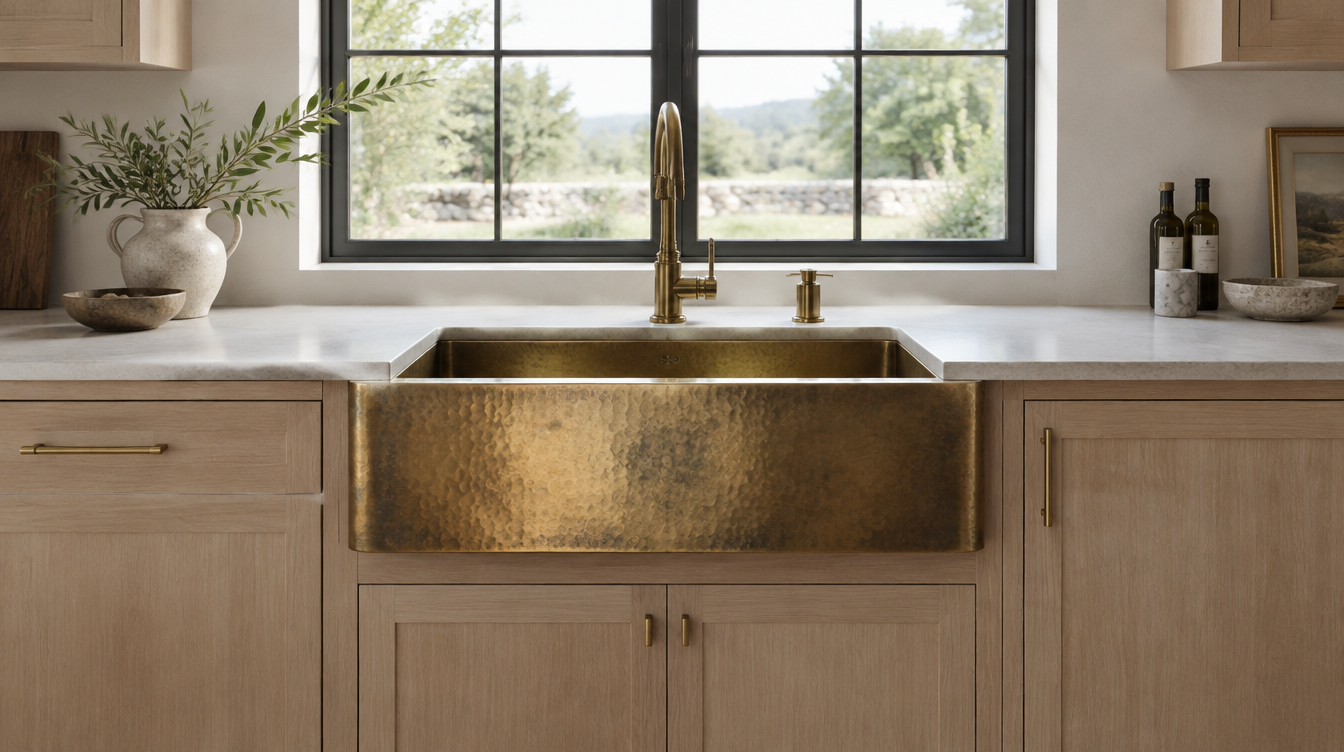 The Fes Farmhouse Sink installed in a modern farmhouse kitchen