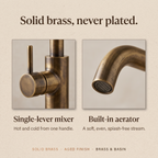 Solid brass single-lever mixer and built-in aerator close-ups